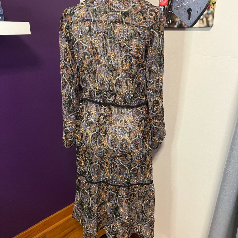 7 for $30 Express Sheer Long Sleeve Paisley Print Dress - Picture 7 of 10